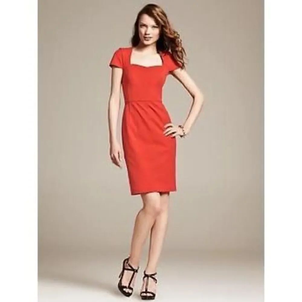 Banana Republic Red Short-Sleeve Sheath Dress - Size 4